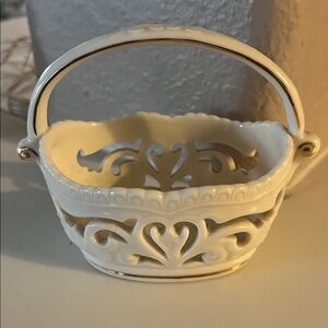 Vintage Lenox basket 4” Forevermore Pierced Heart
